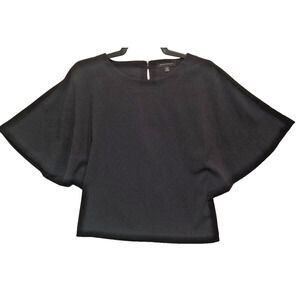 NINE WEST Top Women's SZ XS Black Layered Chiffon Bell Sleeve Feminine Flounce